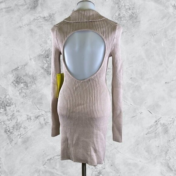LPA Naolin Collar Mini Dress - Taupe - Picture 3 of 9